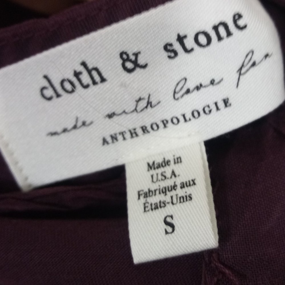 Anthro Cloth & Stone Bell Sleeved Dress Burgundy - Picture 6 of 8